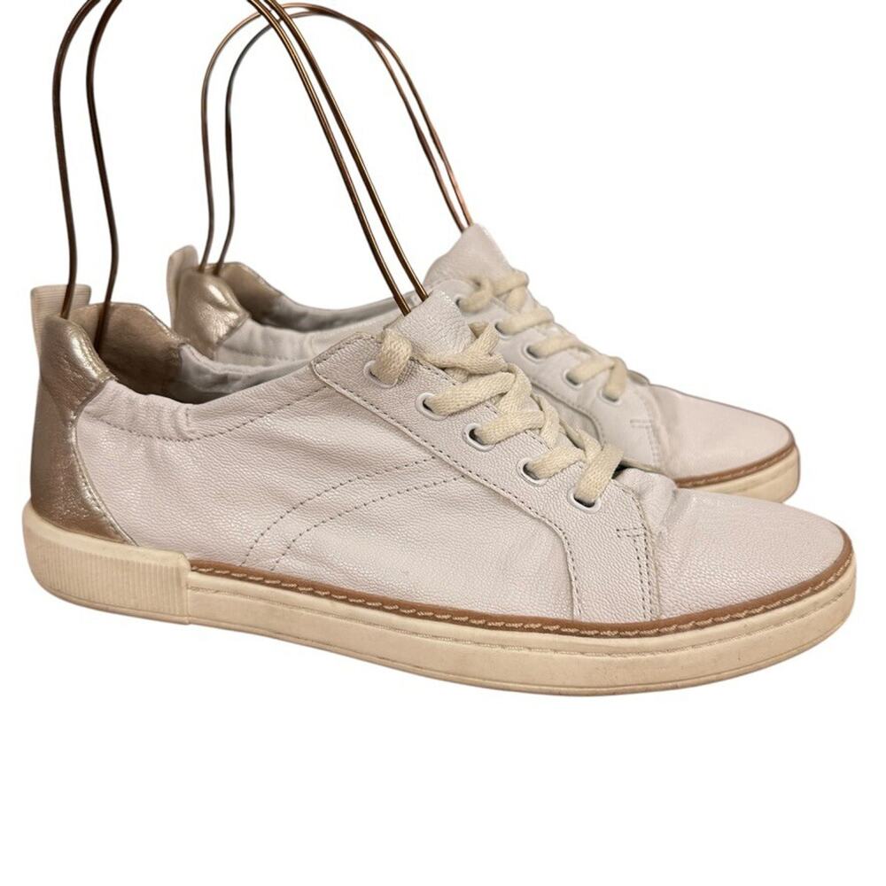 Naturalizer Zoey Womens White Flat Bottom Sneakers Lace Up Leather Shoes 7.5 M